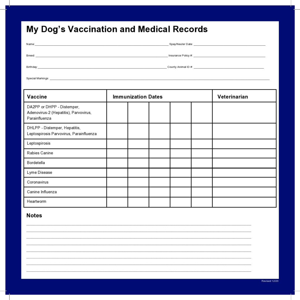 40 Printable Dog Puppy Vaccination Records TemplateArchive - Printable Dog Vaccine Record