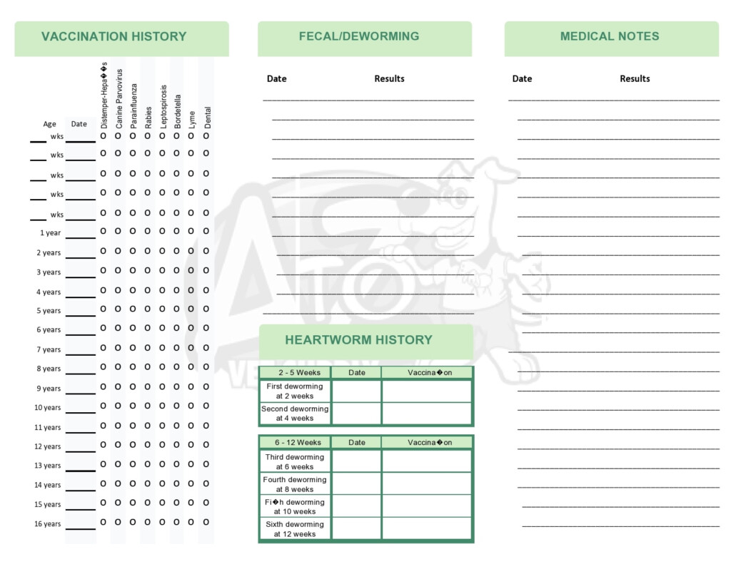 40 Printable Dog Puppy Vaccination Records TemplateArchive - Puppy Vaccination Chart Printable Free