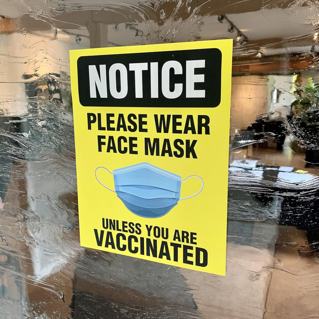 Amazon Face Mask Required Unless Vaccinated Sign Front Door  - Mask Required Unless Vaccinated Sign Printable