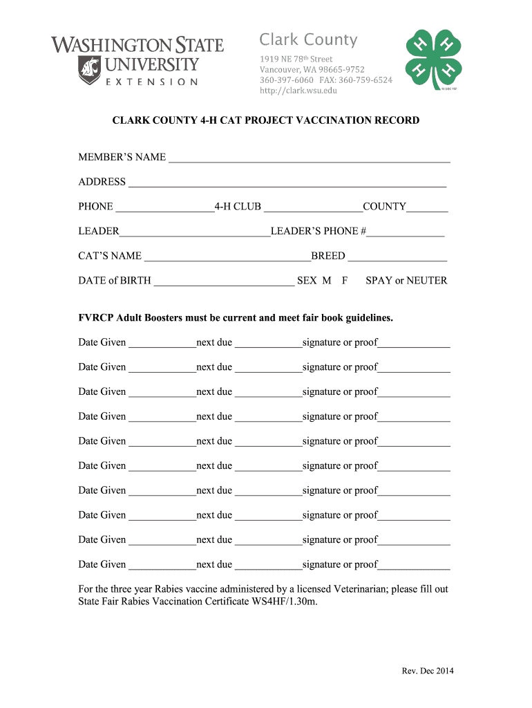 Cat Vaccination Record Printable PDF 2014 2024 Form Fill Out And Sign  - Free Printable Cat Vaccination Feline Vaccination Record Template