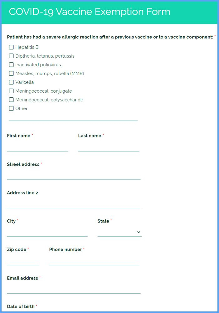 COVID 19 Vaccine Exemption Form Template Formsite - Printable Vaccine Exemption Form