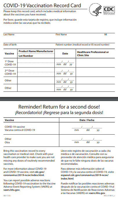 COVID 19 Vaccine Frequently Asked Questions - Printable Cdc Vaccine Cards