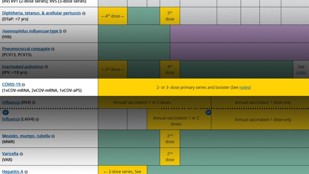 COVID Vaccines Added To 2023 Child Adult Immunization Schedules  - Printable.March Of.Dimes Vaccination.Schedule