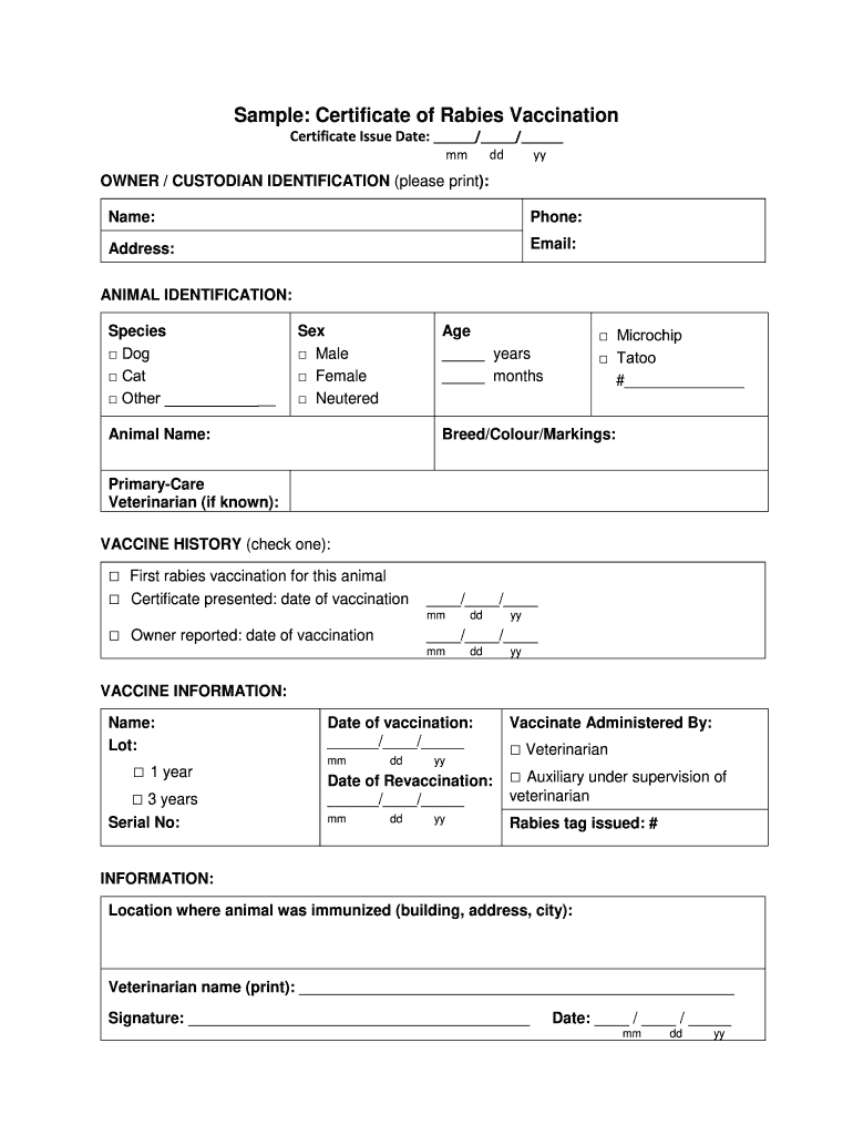 Dog Rabies Vaccination Certificate Fill Out Sign Online DocHub - Printable Owner Given Canine Vaccination