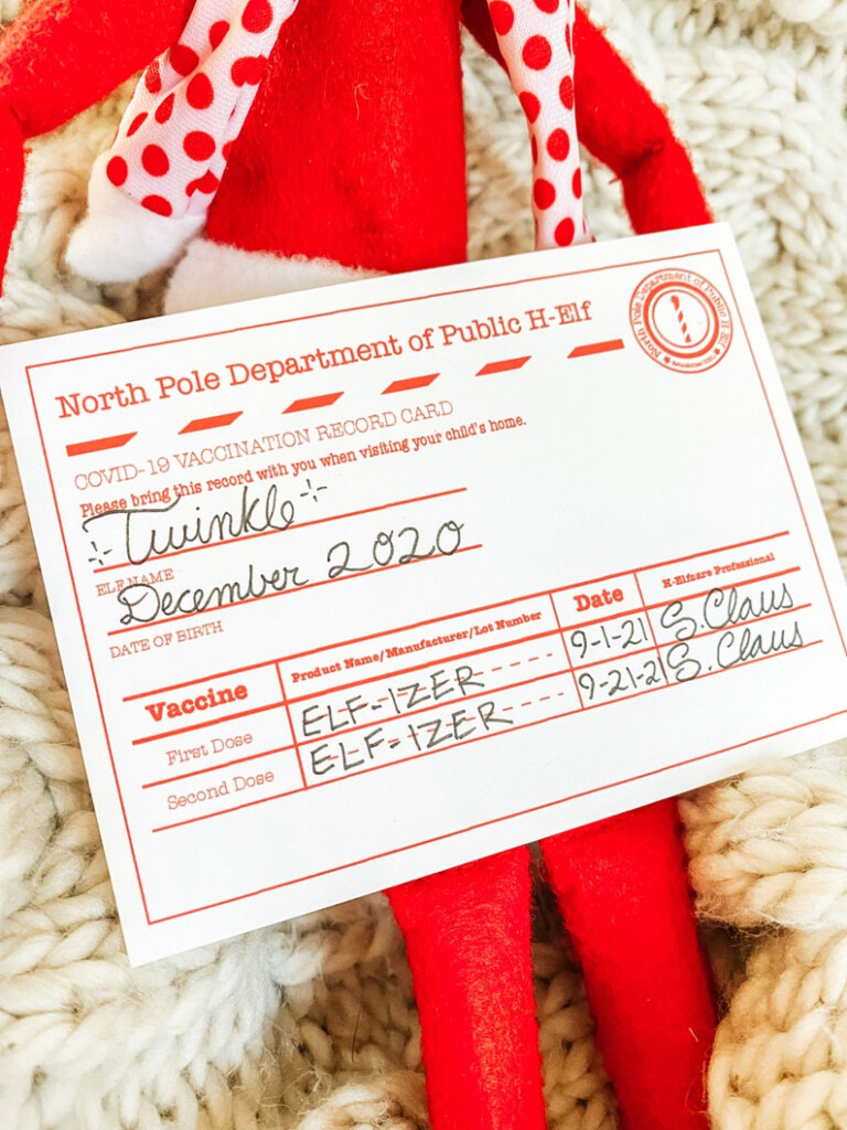 Elf Covid Vaccine Record Card Vaccination Card Printable Download PDF  - Elf On The Shelf Vaccination Card Printable