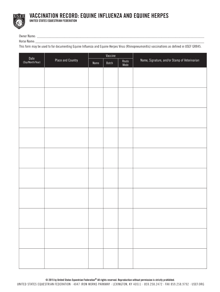 Equine Vaccination Record Printable Complete With Ease AirSlate SignNow - Equine Vaccination Record Printable