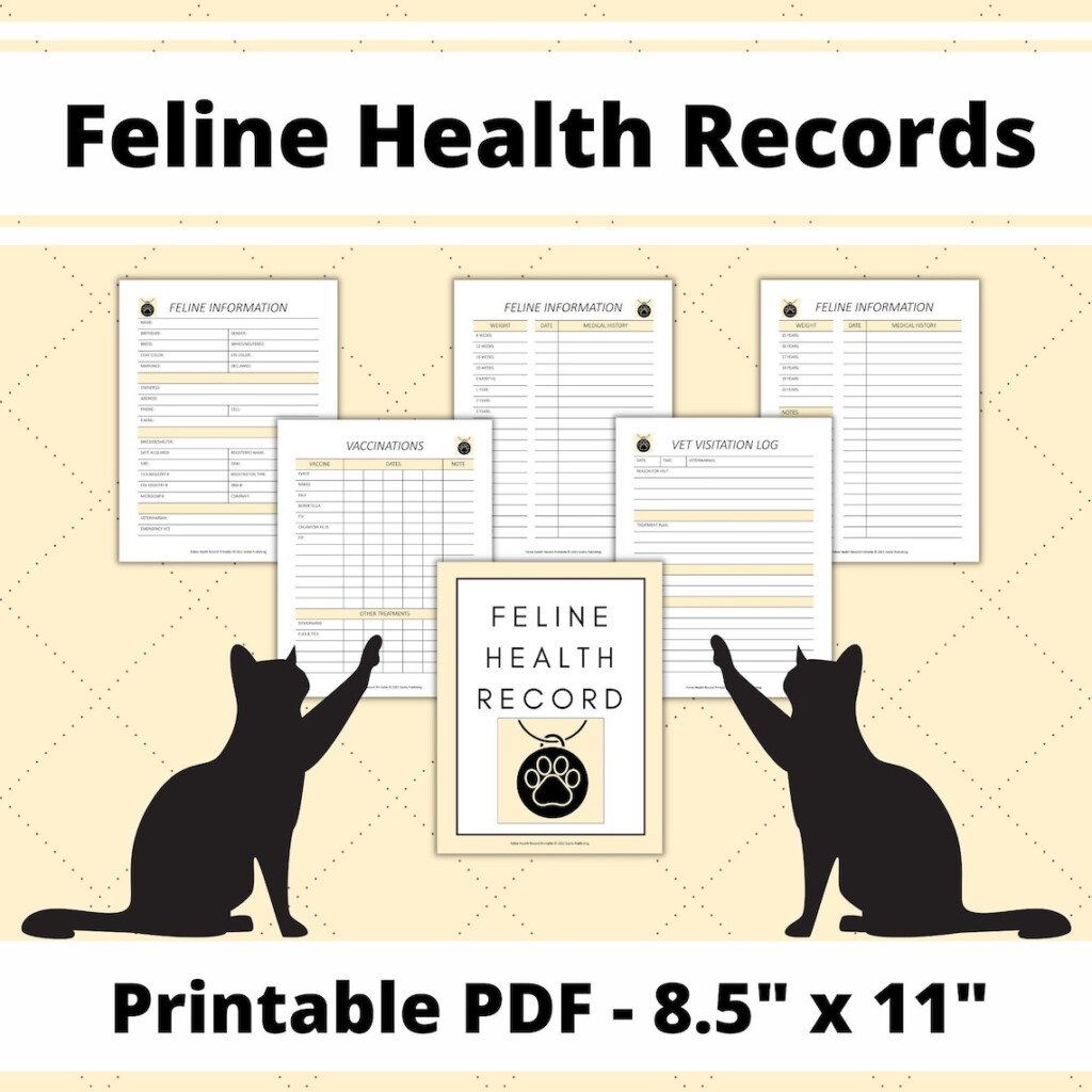 Feline Health Record Cat Health Record Cat Vaccination Record Pet  - Printable Kitten Vaccination Record