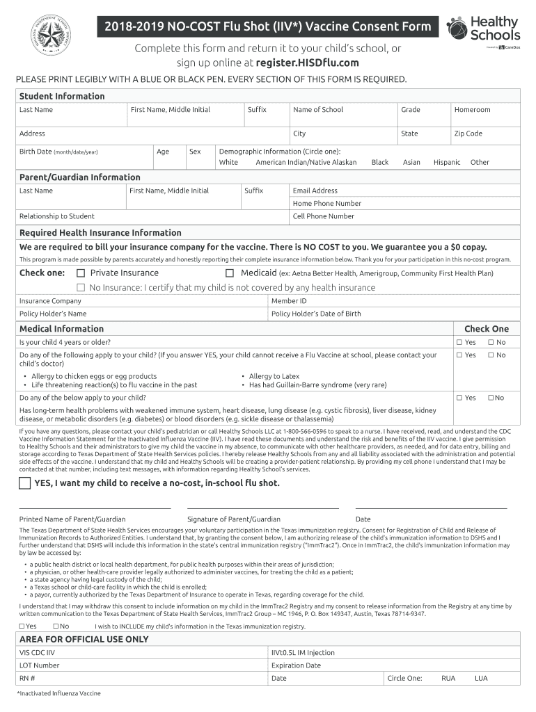 Flu Consent 2021 2022 Fill Out Sign Online DocHub - Walgreens Printable Vaccine Consent Form