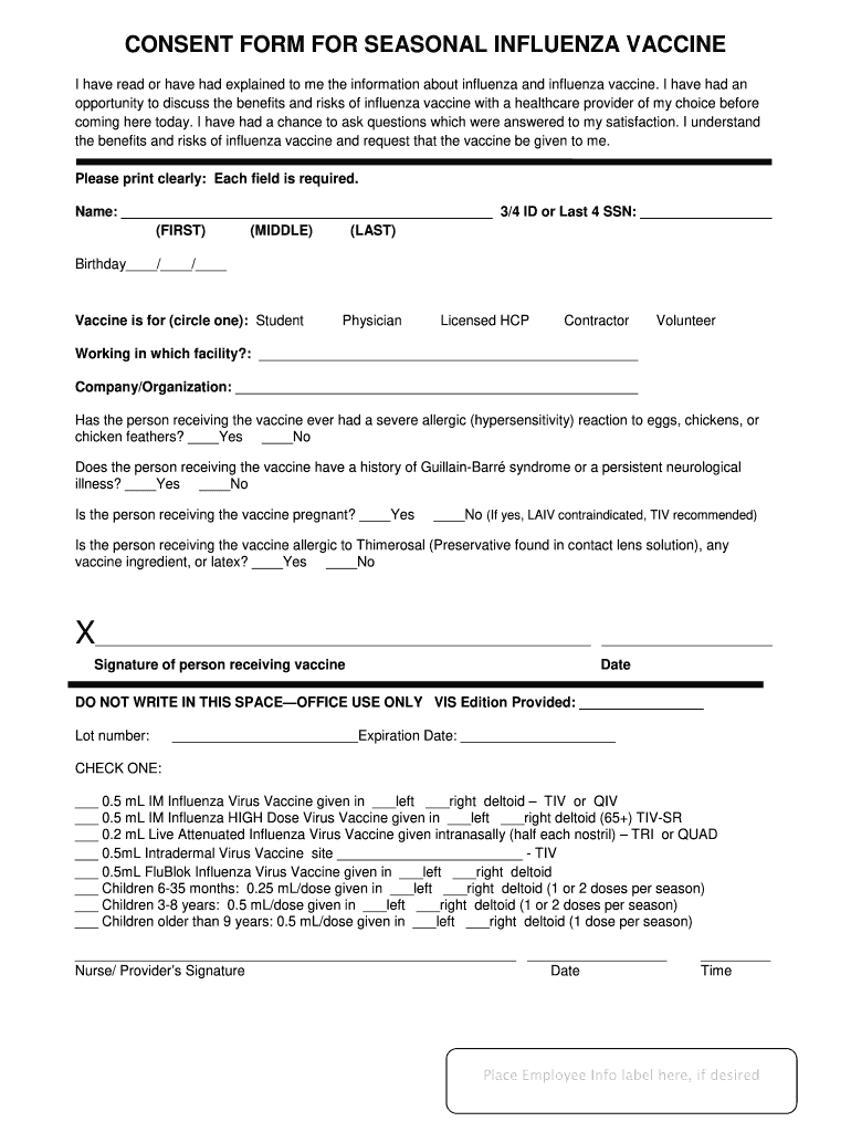 Flu Vaccine Consent Form Cdc Fill Out Sign Online DocHub - Printable Vaccine Consent Form