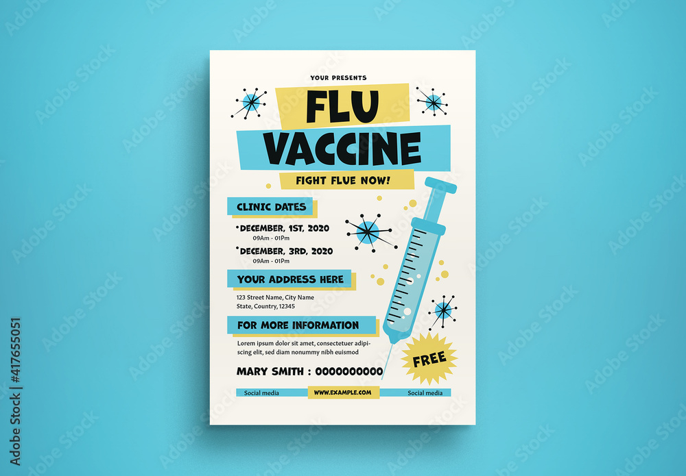 Flu Vaccine Flyer Layout Stock Template Adobe Stock - Free Printable Creative Flu Vaccine Poster