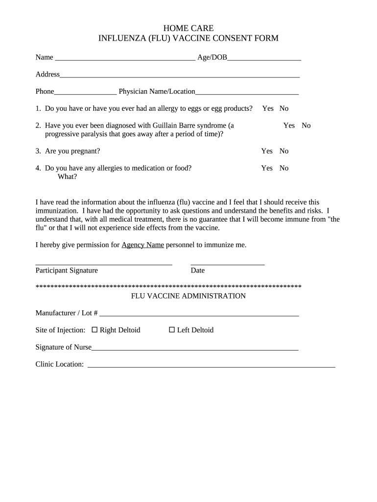 Free Printable Flu Vaccine Consent Form Fill Out Sign Online DocHub - Free Printable Medical Forms Flu Vaccine