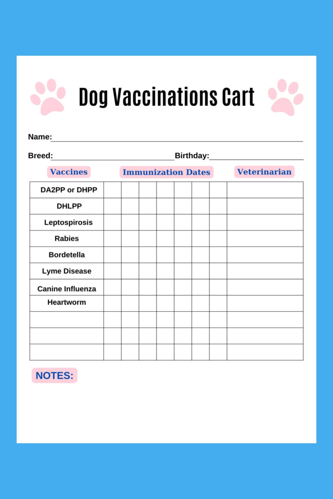 Free Printable Pet Vaccination Record - Free Printable Puppy Vaccination Chart