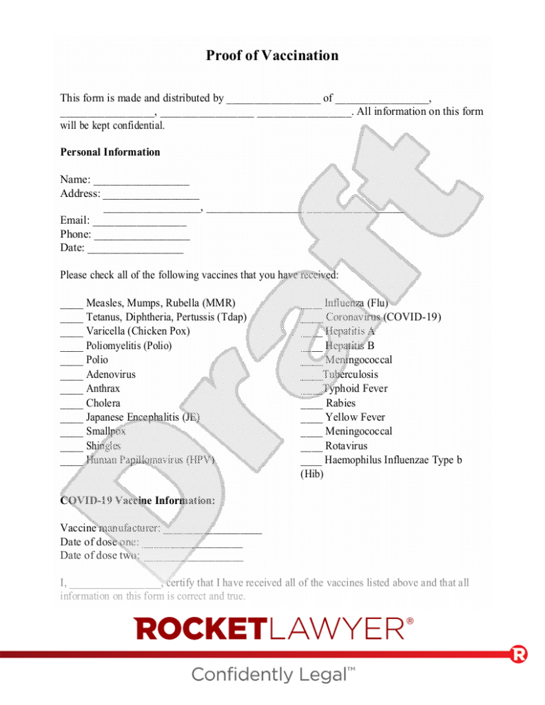 Free Proof Of Vaccination Form Free To Print Save Download - Printable Proof Of Vaccination