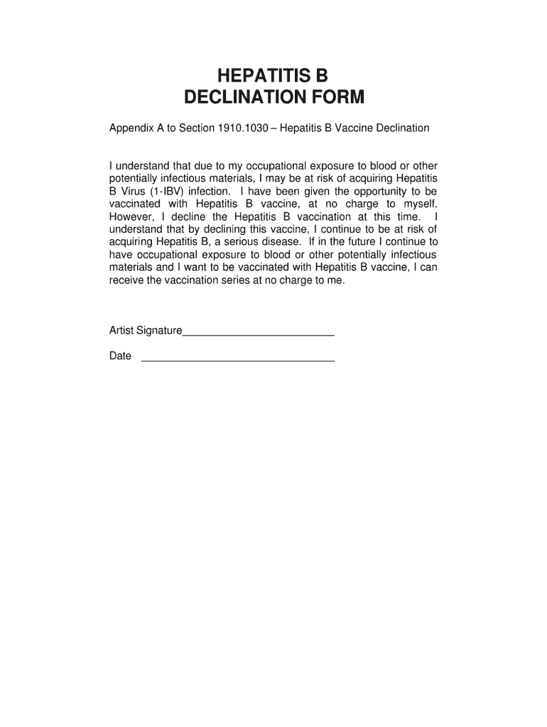 Hepatitis B Declination Form Template Complete With Ease AirSlate  - Printable Hepatitis B Vaccine Declination Form