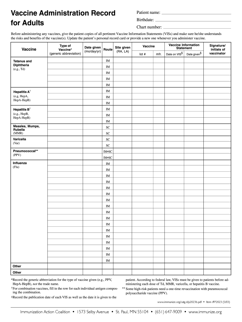 Immunization Sheet Fill Out Sign Online DocHub - Blank Vaccine Card Printable