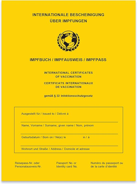 International Vaccination Certificate Book Card In Yellow Amazon co  - Printable International Certificate Of Vaccination