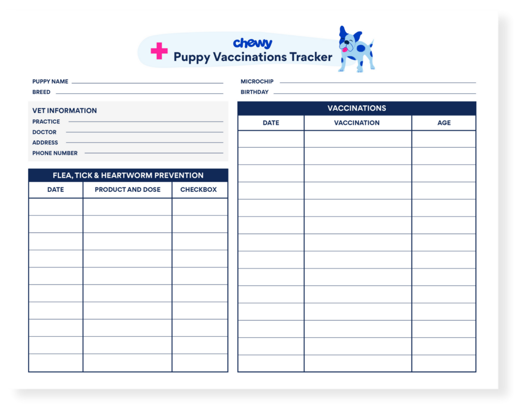 New Puppy Printables Checklists Trackers And More BeChewy - Free Printable Puppy Vaccination Record Card Pdf