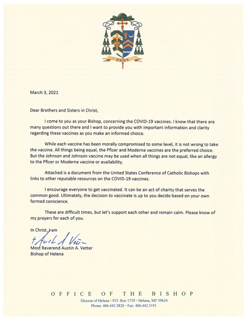 On Covid 19 Vaccination A Letter From Bishop Vetter - Printable Vaccine Religious Letter Ny