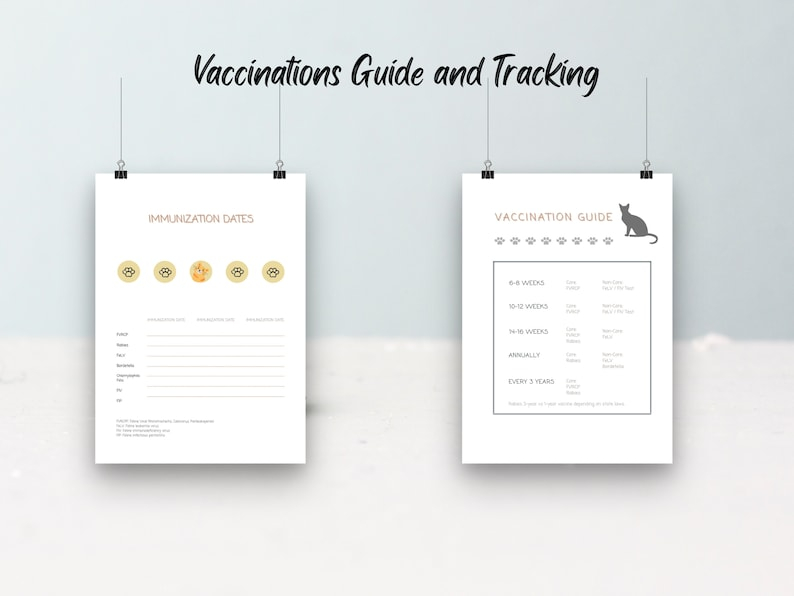 Printable Cat Vaccination Record Cat Vaccination Cat Health Care Log  - Printable Kitten Vaccination Record