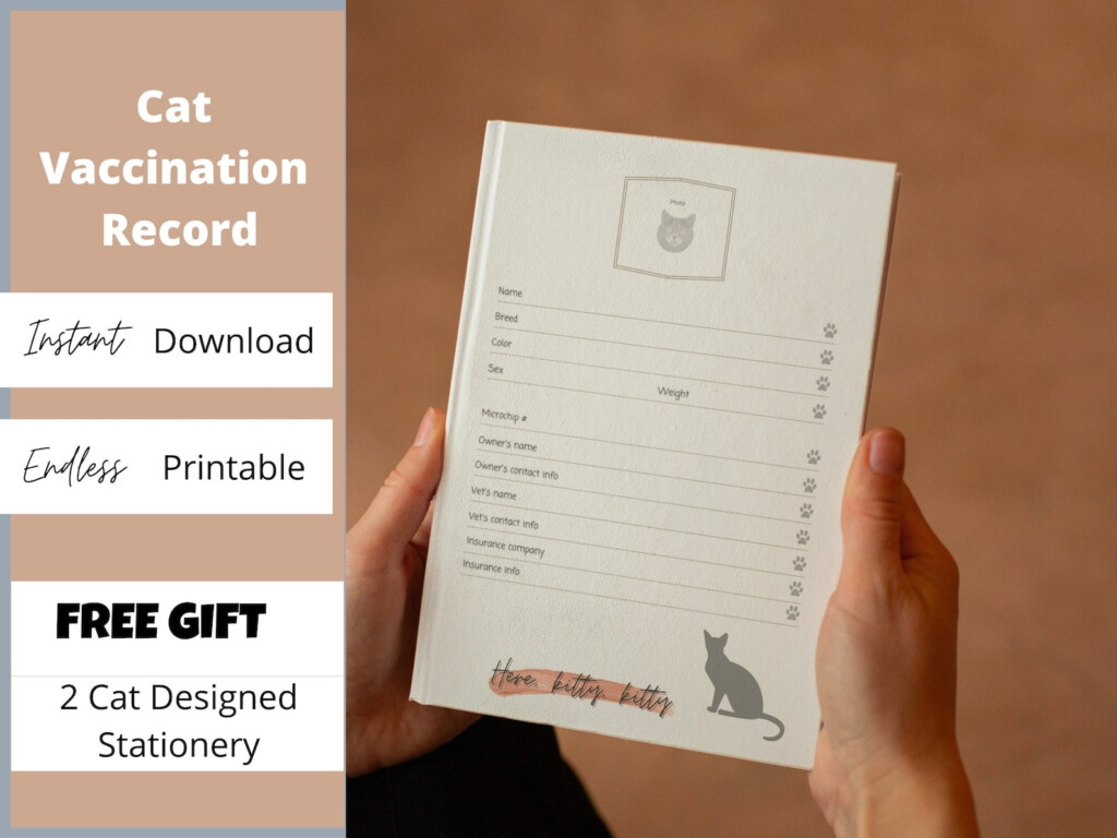 Printable Cat Vaccination Record Cat Vaccination Cat Health Etsy  - Cat Vaccination Record Printable Pdf