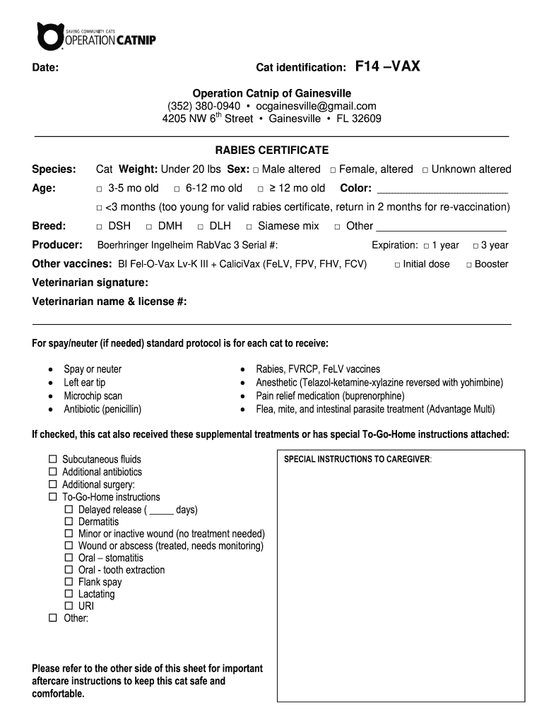 Printable Rabies Certificate Complete With Ease AirSlate SignNow - Printable Certificate Of Rabies Vaccination Tennessee