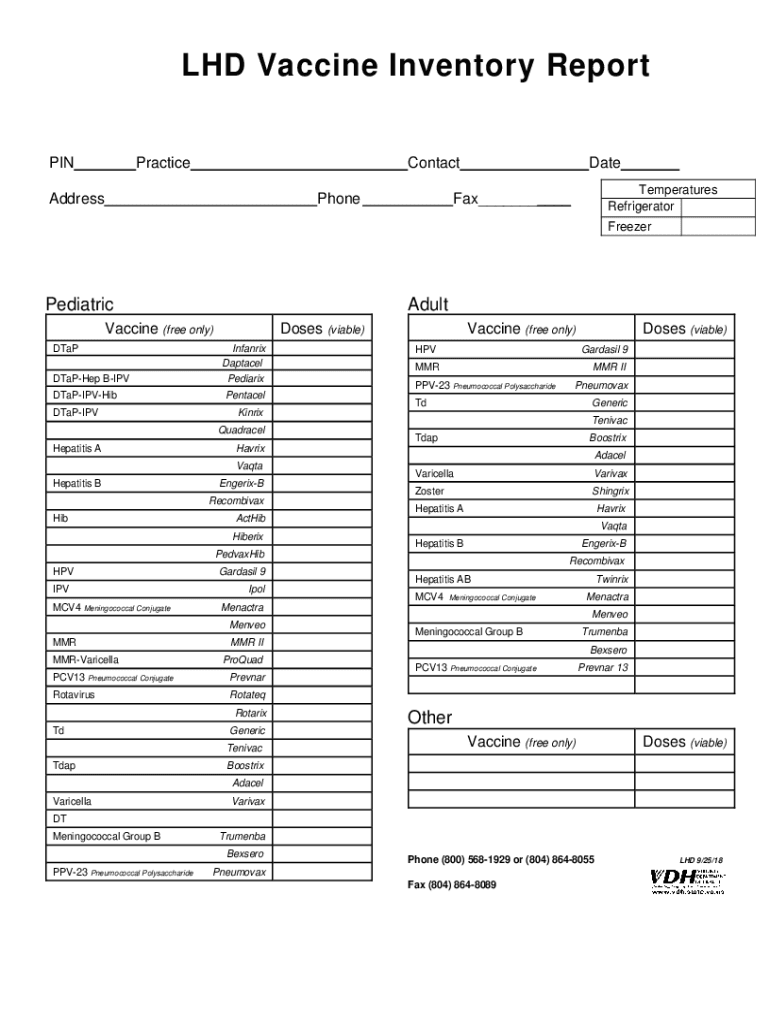 Printable Vaccine Inventory Log Sheet 2018 2024 Form Fill Out And  - Pdf Printable Vaccine Inventory Log Sheet