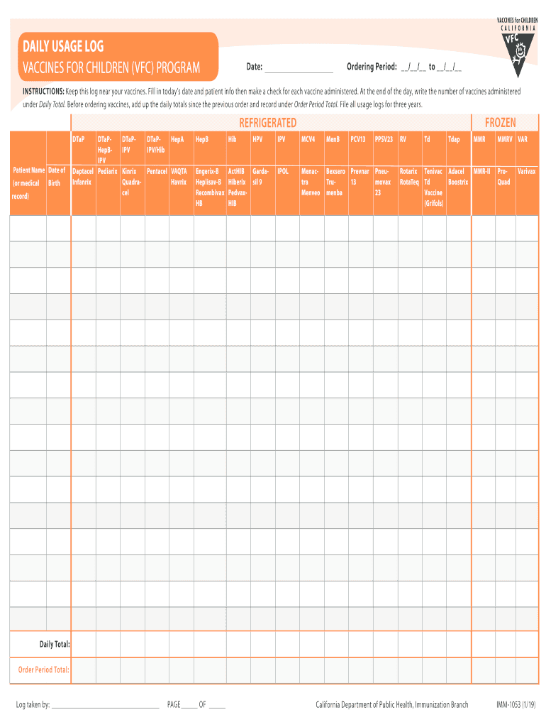 Printable Vaccine Inventory Log Sheet 2019 2024 Form Fill Out And  - Pdf Printable Vaccine Inventory Log Sheet