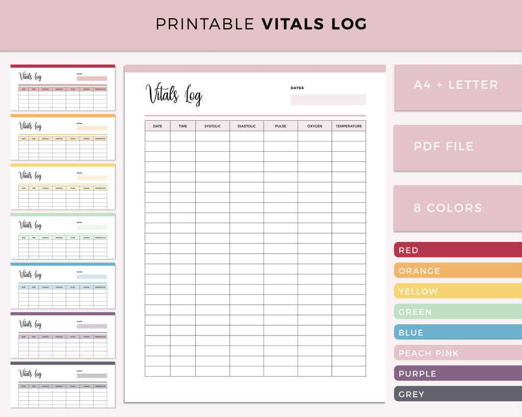 Printable Vital Sign Chart Printable Vital Sign Log A4 US  - Fully Vaccinated Sign Printable