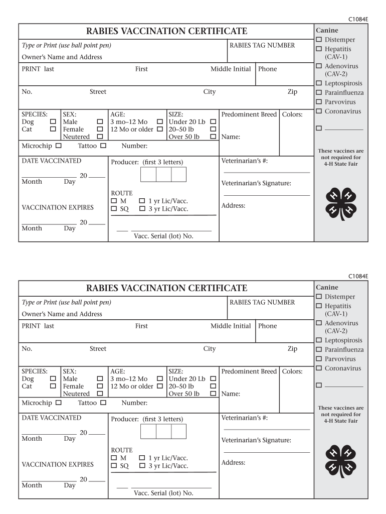 Rabies Vaccination Certificate Lookup Fill Out Sign Online DocHub - Printable Certificate Of Rabies Vaccination