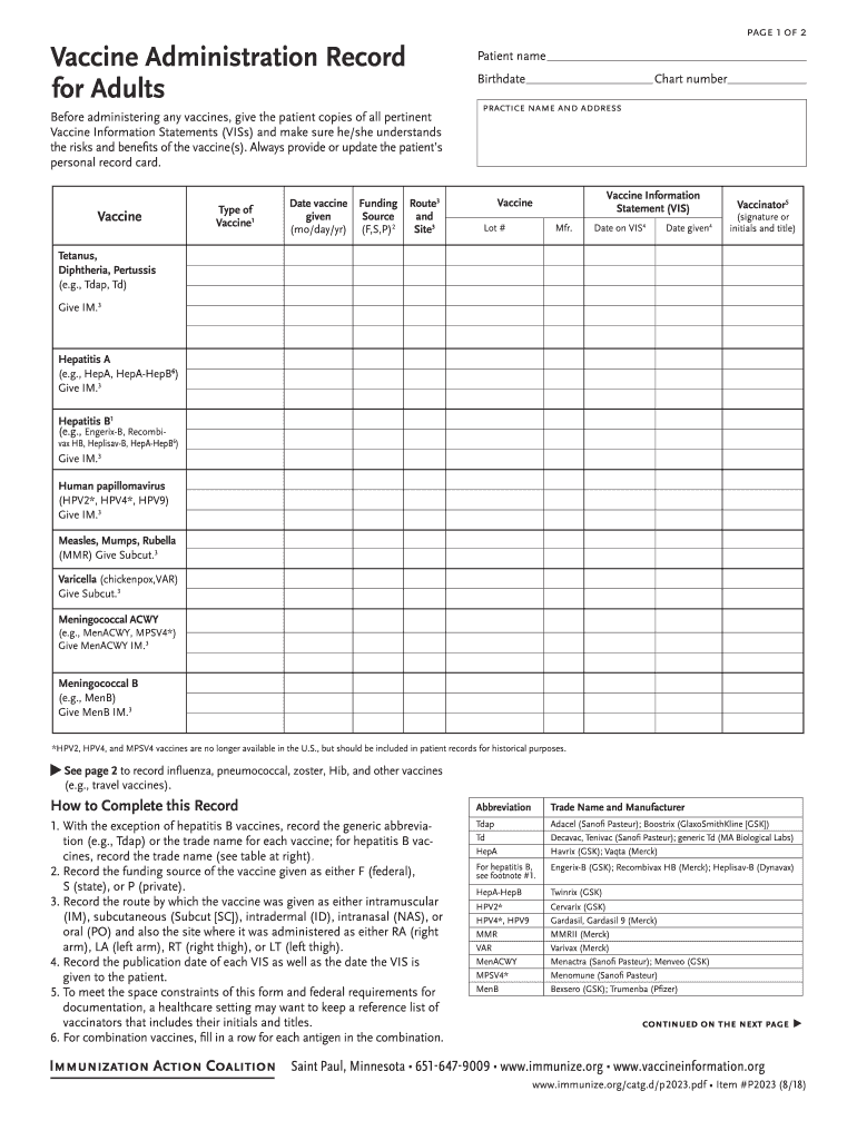 Vaccination Record 2018 2024 Form Fill Out And Sign Printable PDF  - Cdc Vaccine Record Card Printable