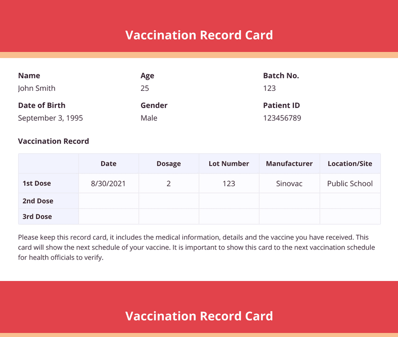 Vaccination Record Card PDF Templates Jotform - Cdc Vaccine Record Card Printable