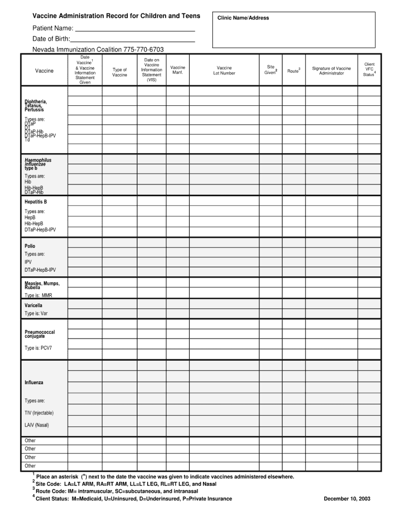 Vaccine Administration Record Fill Out Sign Online DocHub - Printable Vaccination Card Template