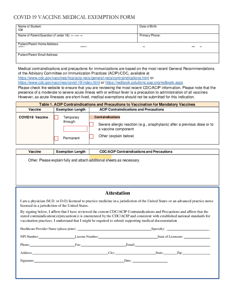 Vaccine Medical Exemption Form Fill Out Sign Online DocHub - Printable Vaccine Waiver Colorado